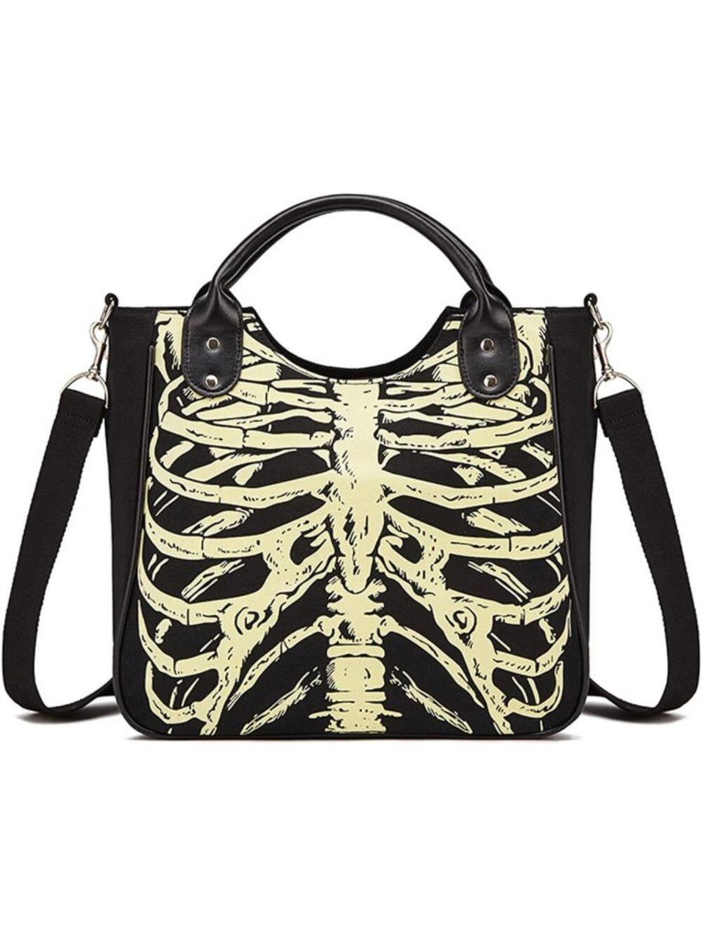 Luminous Gothic Skull Canvas Backpack - Fashionable Crossbody & Shoulder Bag